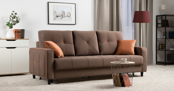 Диван-кровать прямой Черри ТД 286 велюр Irida 05 шоколадно-коричневый, Эвита терра терракотовый