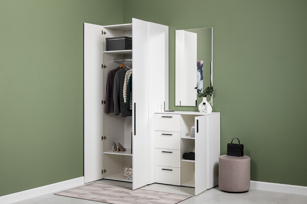 Зеркало навесное Эйр 17.13 белый РЕ шагрень, вертикальное и горизонтальное навешивание