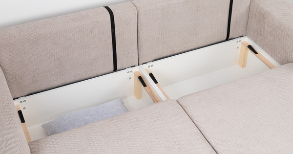 Диван-кровать угловой Оксфорд 710 композиция 2, шенилл Muza 04 светло-бежевый, модульная система, сборка на любую сторону