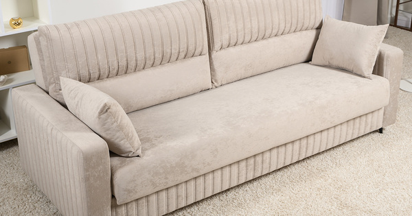 Диван-кровать прямой Изабель ТД 738 велюр Романс пебл бежевый