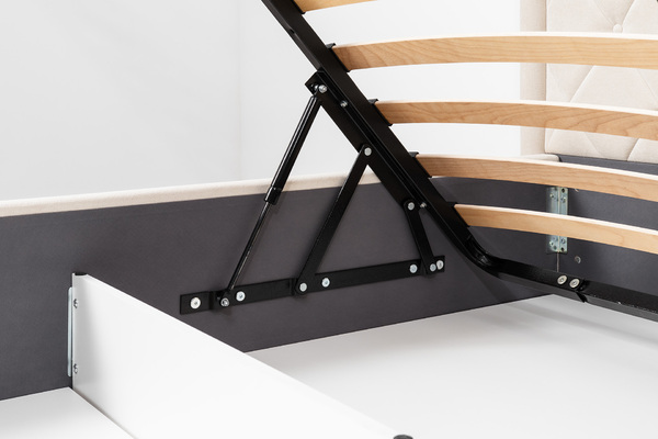 Кровать Марион 140 велюр OCEAN 002 бежевый с ортопедическим основанием и подъемным механизмом (спальное место 140 х 200)