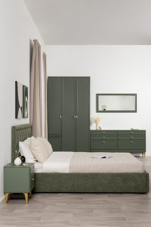 Кровать Марион 160 велюр OCEAN 012 темно-зеленый с ортопедическим основанием и подъемным механизмом (спальное место 160 х 200)