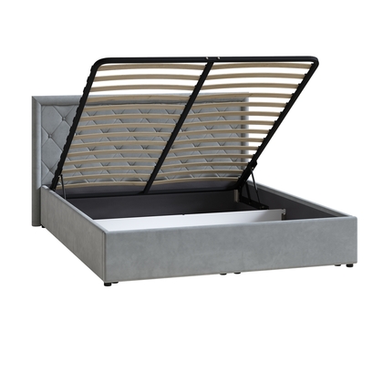 Кровать Марион 160 велюр OCEAN 023 серый с ортопедическим основанием и подъемным механизмом (спальное место 160 х 200)