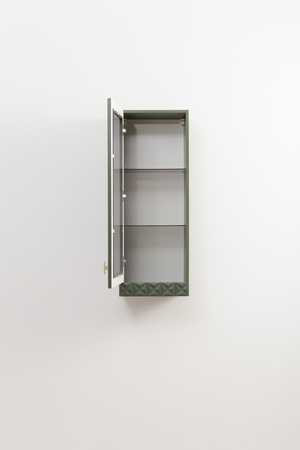 Шкаф навесной Марион 16.334 дымчатый зеленый K521, олива шагрень AG 1050 ПВХ (собирается на любую сторону)