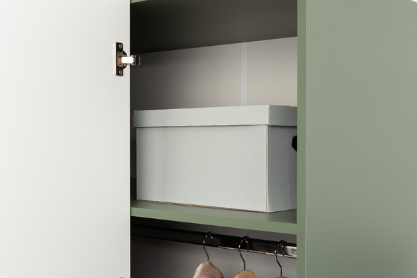 Шкаф угловой Марион 16.339 дымчатый зеленый K521, олива шагрень AG 1050 ПВХ (собирается на любую сторону)