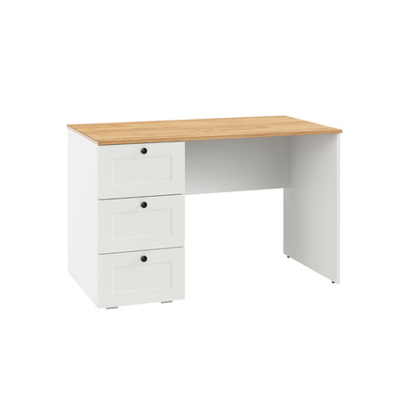 Стол письменный Остин 12.159 белый PE шагрень, дуб золотой CRAFT, белая шагрень 4101 ПВХ, сборка на любую сторону