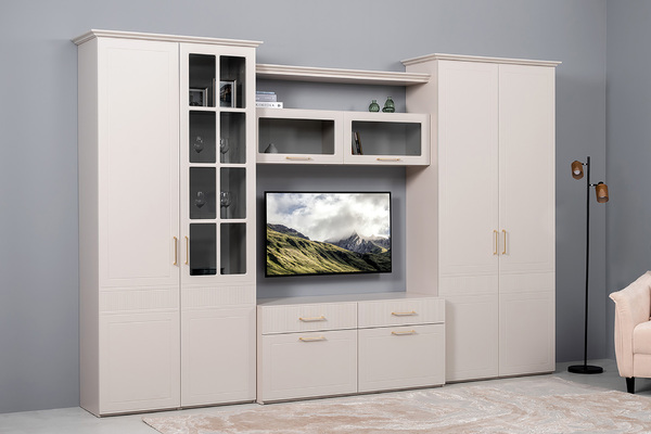 Шкаф-пенал Ричфорд 16.327.01 кашемир 5981 BS, моно керамика D166-2 ПВХ (собирается на любую сторону)