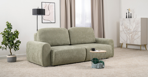 Диван-кровать прямой Тэдди 1503 композиция 1, букле Pique 007 оливковый, модульная система